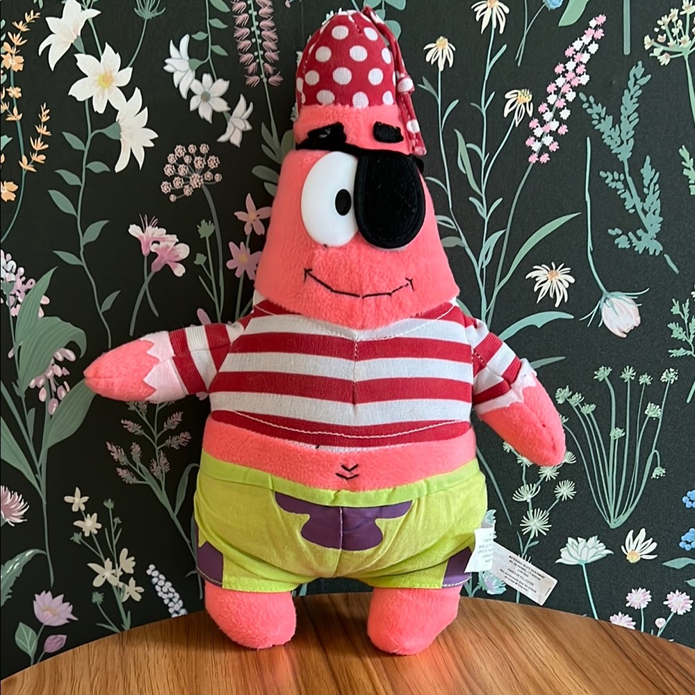 VINTAGE Y2K 2003 PATRICK STAR pirate plush!! Viacom Sponge Bob Square Pants